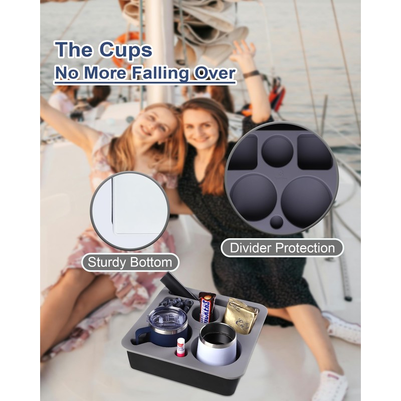 Couch Cup Holder Tray, Bonfixe Stable Couch Caddy for Bed