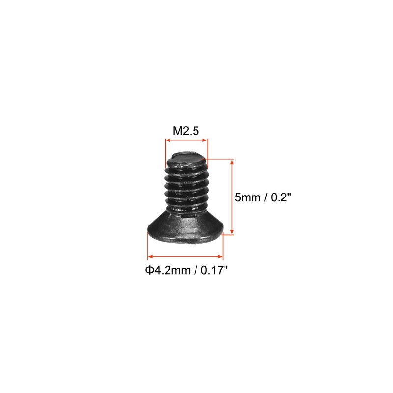 sourcing map M2.5 x 5mm Phillips Screw Fastener Black for