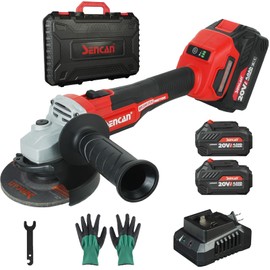 Cordless Angle Grinder, 20V Power Grinder with 2 x 4.0 Ah Battery, 9500 RPM 3 Variable Speeds Brushless Grinder Tool for Metal Cutting, Griding, Polishing, 4 1/2 Inch