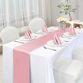 VACVELT 2 Pack Satin Table Runners 12 x 72 Inches Long, Blush Pink Table Runners Wedding Table Runner Decorations, Bright Smooth Table Runners for Birthday Party Banquet Graduation Engagements