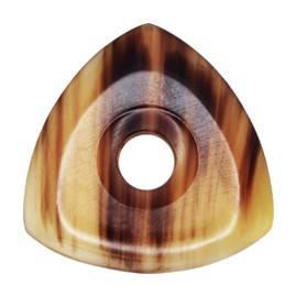 Black And White Buffalo Horn Guitar Or Bass Pick - 4.0 mm Ultra Heavy Gauge - 346 Contoured Triangle With Grip Hole Shape - Polished Finish Handmade Specialty Exotic Plectrum - 24 Pack