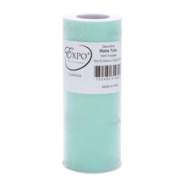 Expo International Decorative Matte Tulle, Roll/Spool of 6 Inch x 25 Yards (Pack of 1), Polyester-Made Tulle Fabric, Matte Finish, Lightweight, Versatile, Washable, Easy-to-Use, Aqua Blue