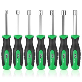 SK 7-Piece SAE Nut Driver Set, 3/16", 1/4", 5/16", 11/32", 3/8", 7/16", 1/2", Premium CR-V Construction, SureGrip Handle