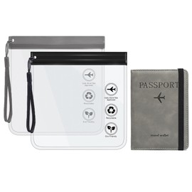 HANHOST Luxury Travel Bundle: RFID-Blocking PU Leather Passport Holder with SIM Slot + TSA Approved Clear Leakproof Toiletry Bag (20x20cm) - Travel Essentials Set