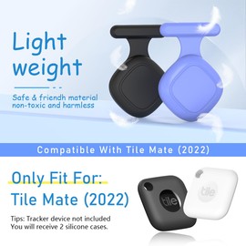 [2 Pack] Waterproof Tile Mate Holder for Kids, Soft Silicone Tile Mate Hidden Pin Holder for Kids Elder Clothing, Anti Lost Hidden Full Case Cover Compatible with Tile Mate 2022 (Black+Blue)