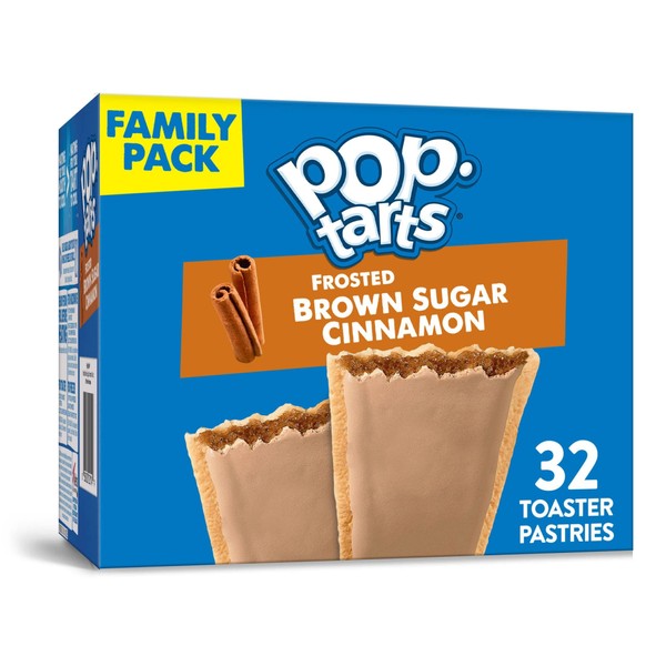 Pop-Tarts Breakfast Toaster Pastries, Frosted Brown Sugar Cinnamon, Family Pack (32 Pop-Tarts)
