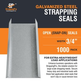 StrappingPro Steel Banding Strapping Seals - 3/4 Inch Heavy Duty Open Snap on Seals for Steel Strapping Banding - Rust Resistant, Reliable, Steel Strapping Sealer Clamps for Pallets - 1000 Seals