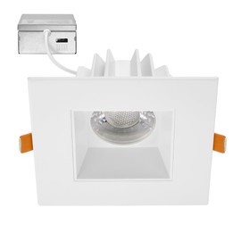 Maxxima 4 in. Ultra-Thin Recessed Anti-Glare LED Downlight, Canless IC Rated, 5 Color Temperature Selectable 2700K/3000K/3500K/4000K/5000K, Dimmable Square White Trim, 90 CRI