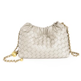 Joryin Woven Women's Crossbody Bag & Evening Purse, Trendy Dumpling Clutch & Hobo Cloud Shoulder Bag Trendy Dumpling Clutch Vegan Leather, Sand