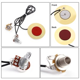 2 Packs 50mm Piezo Pickup Transducer Prewired Amplifier with 6.35mm Output Jack for Acoustic Guitars, Ukuleles, and Cigar Box Guitars