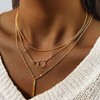 QINHE 3 Layer Snake Chain Necklace for Women - Stackable