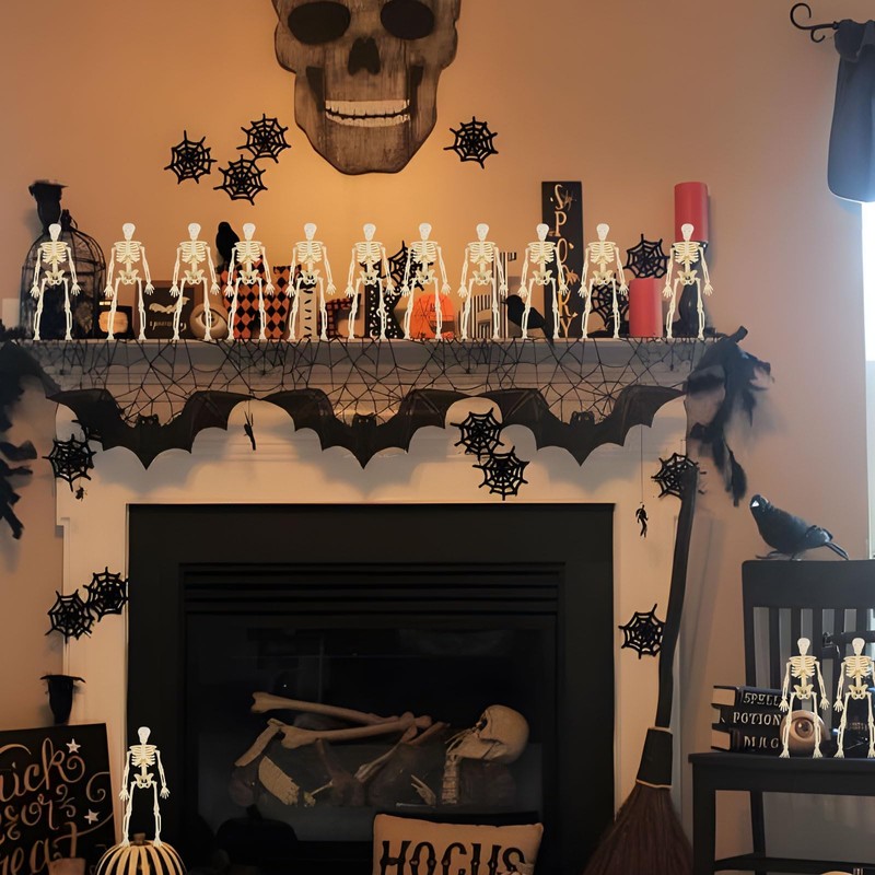 10 Pcs Mini Halloween Skeleton Decorations, White Small Plastic Skeleton