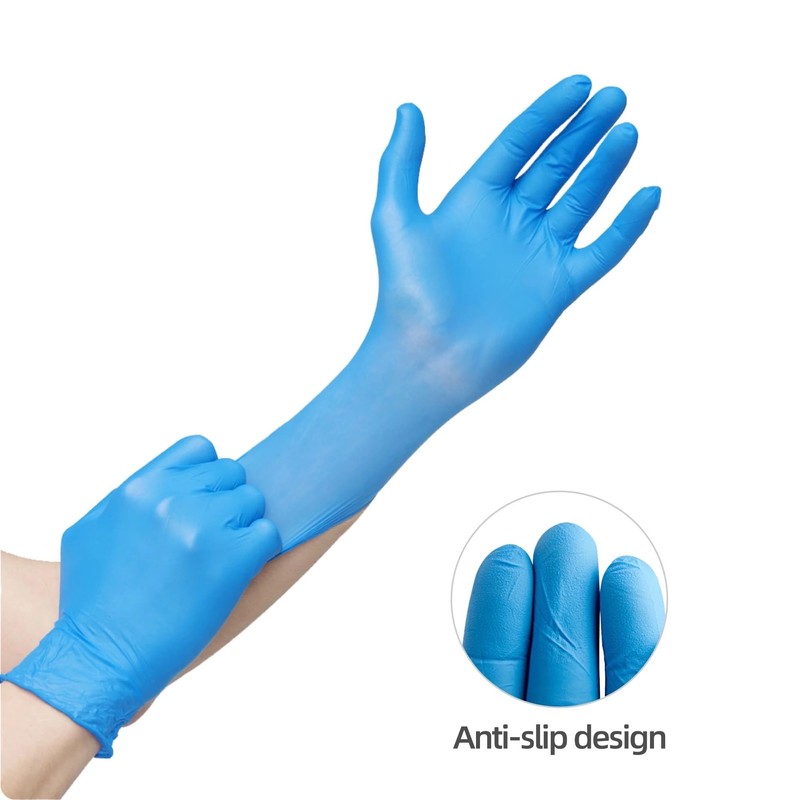 Nitrile Gloves, Anti-Slip,Disposable, Latex Free, Medical, Food,Pack of 100, Blue,Size