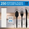 250Pack Plastic Cutlery Packets, Knife Fork Spoon Napkin Salt Pepper