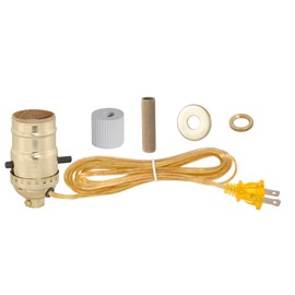 B&P Lamp® Prewired Bottle Lamp Kit with Brass Plated Socket and Clear Gold Lamp Cord