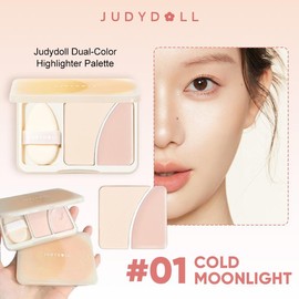 Judydoll Dual-Color Anti-smudge & Brightening Highlighter Palette For A Fair Complexion, 2 In 1 Powder and Cream Makeup Highlighter, Perfect For Contouring And Brightening Your Face, Long-Lasting - Colour: #02 Warm Sunlight