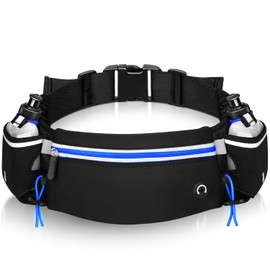 Hydration Belt Running with Bottles Blue Running Belt with Water Bottle MTB Hydration Belt Cross-Country Running Belt with Water Bottles (2 x 175 ml) Bum Bag Belt Running Belt Jogging Running Belt