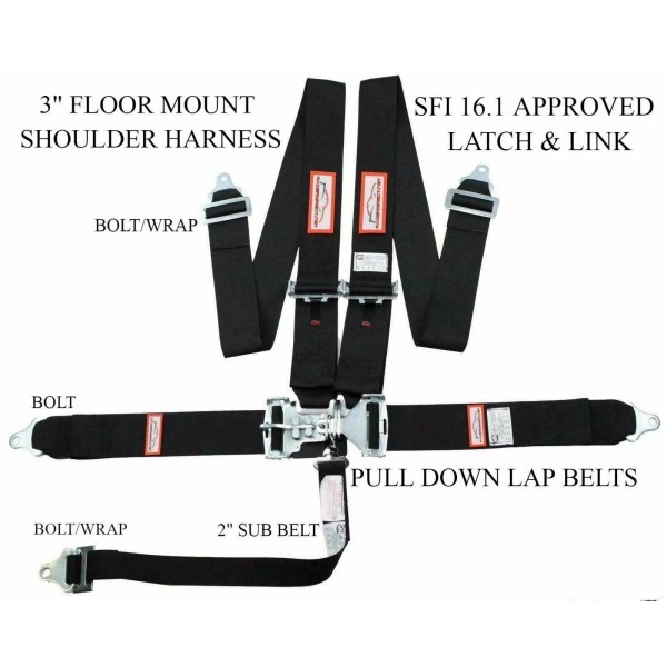 RACERDIRECT.NET LATCH & LINK 3" RACING HARNESS BELT 5 POINT