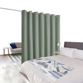 NICETOWN Loft Noise Blocking Room Divider Curtain Screen Partitions, Basement Hospital Medical Clinic Spa Lab Cubicle Space Divider Privacy Screen (Greyish Green, 1 Panel, 8.3ft Wide x 9ft Long)