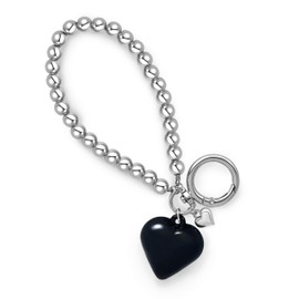 TYEOFWMN Black Heart Purse Charms Bag Charm Wristlet Keychain for Women Bag Accessories