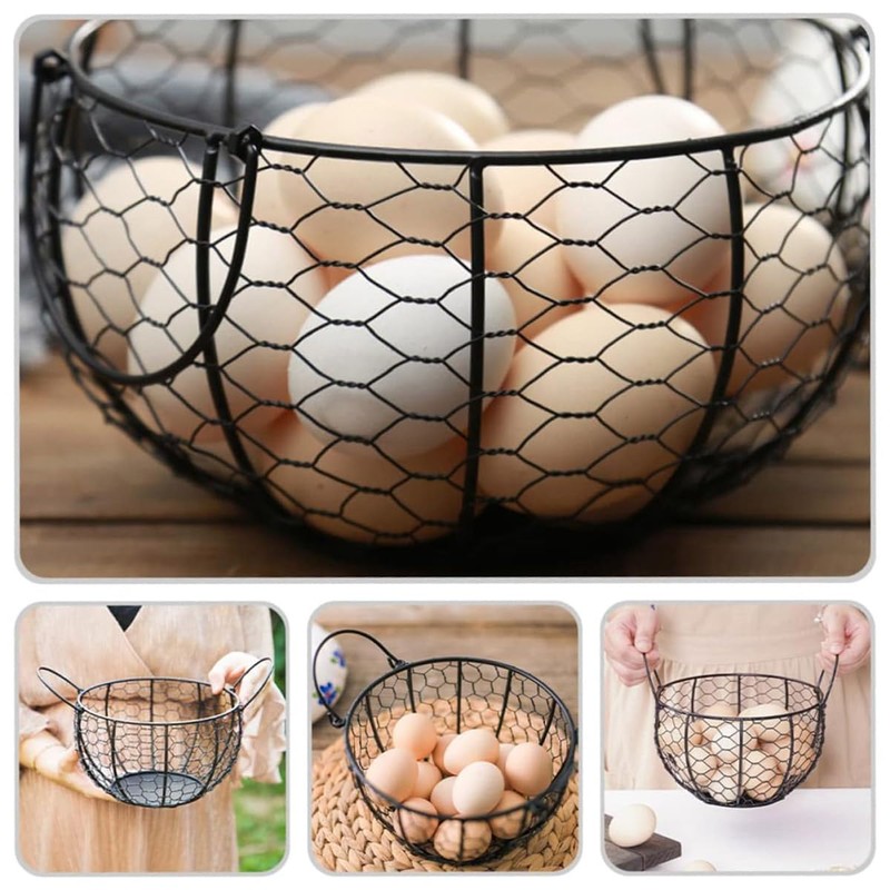 AIMALL Egg Basket, 7.87x4.72 Inch Metal Wire Fruit and Vegetable