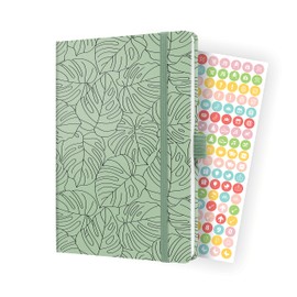 SIGEL J4353 Jolie Weekly planner 2024, Green Monstera, 13,5 x 20,3 cm, hardcover, 174 pages, light Green, Black