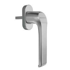 Schüco Window Handle Silver Stainless Steel Look F 9 for Profile Corona CT 70 / SI 82 / Living MD