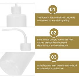 Botella Exprimible de Abs para Lavado de Pestañas 250 Ml Codo Curvo, 4 Piezas Escala, para Limpieza Agua Destilada y Solución Salina en Salones y Uso Personal