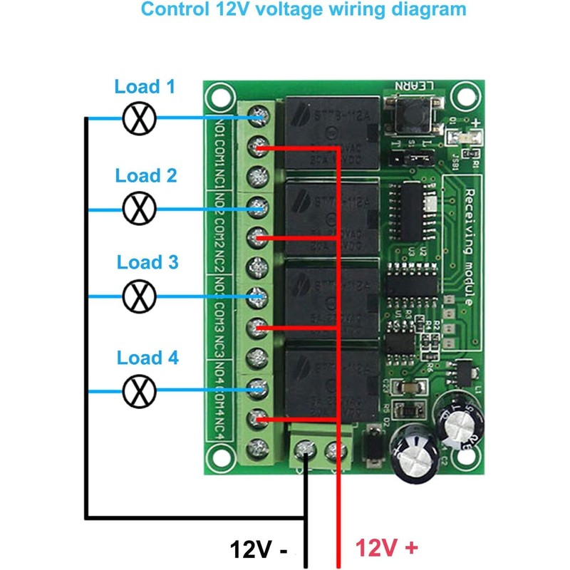 12V 4 Channels 433Mhz Wireless Remote Control Switch with Industrial