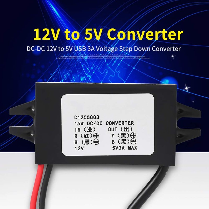 DC-DC 12V to 5V 3A 15W 12v to Micro USB
