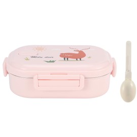 Lunch Box, 720ml 2 Compartments Thermal Insulated Hot Food Lunch Containers with Spoon, Portable 304 Stainless Steel Adult Kids Bento Lunch Box, Cold and Hot Food Storage for Office School(Pink)