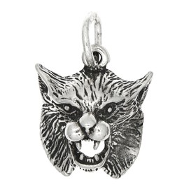 LGU Sterling Silver Oxidized One Sided Bobcat Head Charm