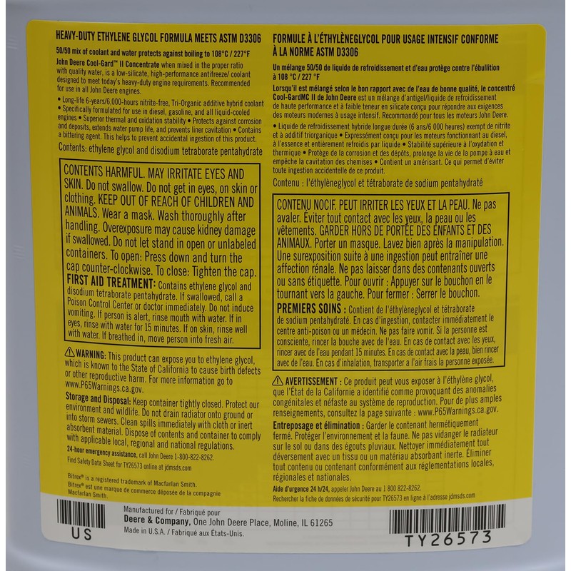 John Deere Original Equipment (3 GALLONS) Cool-Gard II Concentrate -