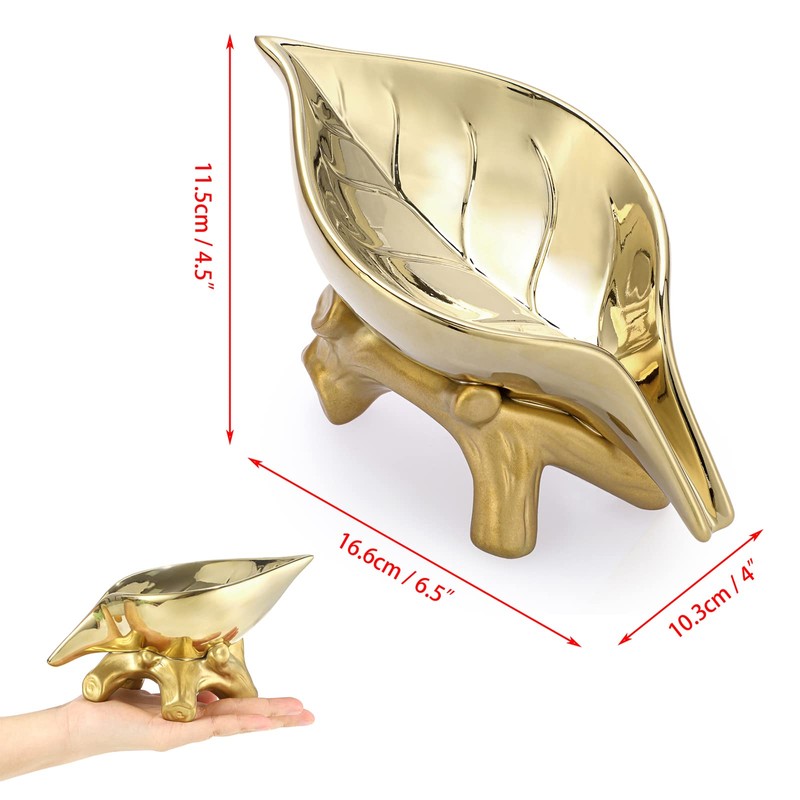 JUXYES Ceramic Soap Dish Holder Self Draining, Unique Waterfall Soap