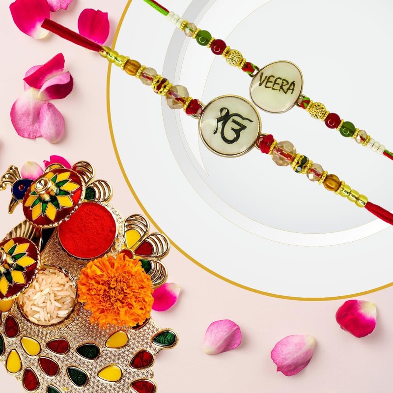 MANUSHYA LIFE Set Of 2 Waheguru ji and Veera Rakhi