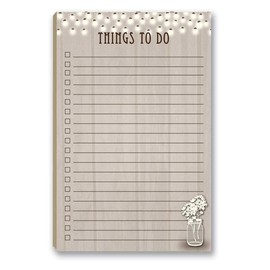 Rustic Things To Do Notepad with Magnet - 8.5" x 5.5" - Grocery, Shopping, Daily Tasks List - Rustic Barnwood (Things to do)