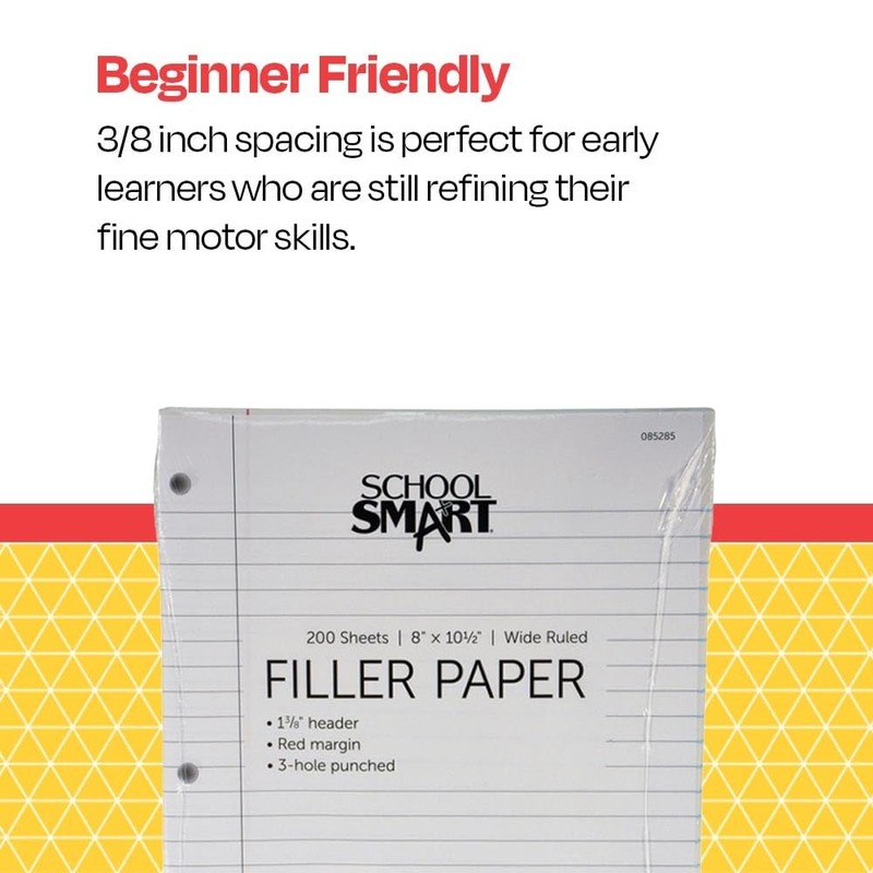 School Smart - 85285 3-Hole Punched Filler Paper w/ Red