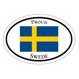 Oval Proud Swede Vinyl Decal - Swedish Flag Bumper Sticker - Sweden Sticker