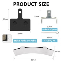 6 Pairs of Bicycle Brake Pads, Resin Disc Brake Pads, Interchangeable, Brake Pads Wheel with Rotor Adjuster, Bicycle Brake Pad Set for Shimano M515, C501, M415, M510, M375