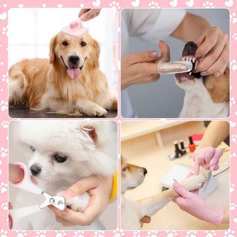 VCZONE 8 Pcs Dog Grooming Kit with Self Cleaning Tools: