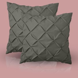 eBeddy Linens Dark Grey Pinch Pleated Pintuck Pillow Shams Set European Size 800-TC Egyptian Cotton Envelope Closure Euro 26X26, Soft Breathable Decorative Cushion Covers