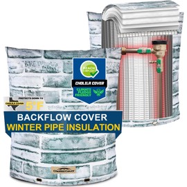 Cholila Cover Backflow Preventer Cover Insulated (5˚F) - 16"W x 20"H Backflow Cover for Winter Pipe Freeze Protection - Sprinkler Covers for Outside - Double Wall Insulation Cover Brick White