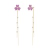 EleQueen Gold-Tone Purple Enamel Lucky Shamrock Earrings for Women, Crystal