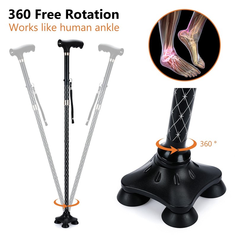 Kakiclay Folding Walking Cane With Led Light For Women &
