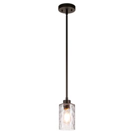 XiNBEi Lighting Pendant Lighting 1 Light Mini Pendant Light with Glass, Modern Adjustable Kitchen Hanging Ceiling Light Dark Bronze Finish XB-P1227-DB