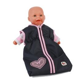 Bayer Chic 2000 792-26 Doll Sleeping Bag for Baby Dolls up to 55 cm, Doll Clothes, Doll Accessories, Melange Grey/Navy