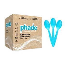 phade 100% Compostable Spoons – BPI Certified Sustainable PHA Flatware, 650 Unwrapped Bulk Count, 6.1 Inch Eco-Friendly Disposable Utensils for Home, Events, Catering – Made in USA