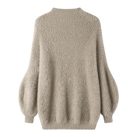 GABERLY Women's Fuzzy Chunky Mockneck Long Sleeve Sweaters Fall Winter Outfits Casual Warm Trendy Pullover Vintage Clothes (M, Camel)