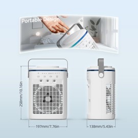 Portable Air Conditioner,Cooling Fan with 3 Speeds &3 Modes,2-8H Timer,1000ml Water Tank, Remote Control,4 in 1 Humidifier, Air Conditioner,Fan,Night Light,Evaporative Air Cooler for Home,Office