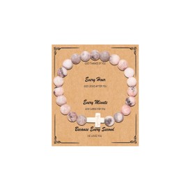 72ore Cross Bracelet Jesus Bracelets First Communion Gifts Baptism Bracelet Natural Stone Beaded Bracelet Religious Gifts for Women Jewellery Gifts